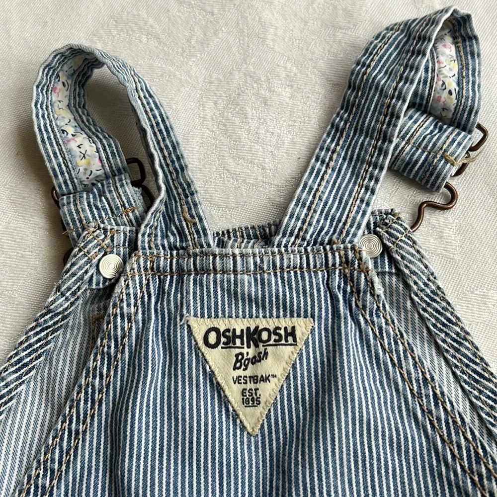 COPY - Vintage baby toddler OshKosh Bgosh striped overalls 12 mo. w/ floral pri…